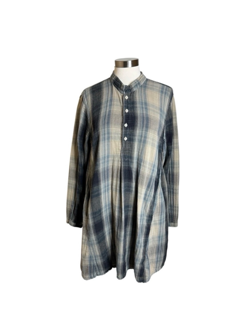 CP Shades Plaid Popover Button Detail Tunic Womens Size Large